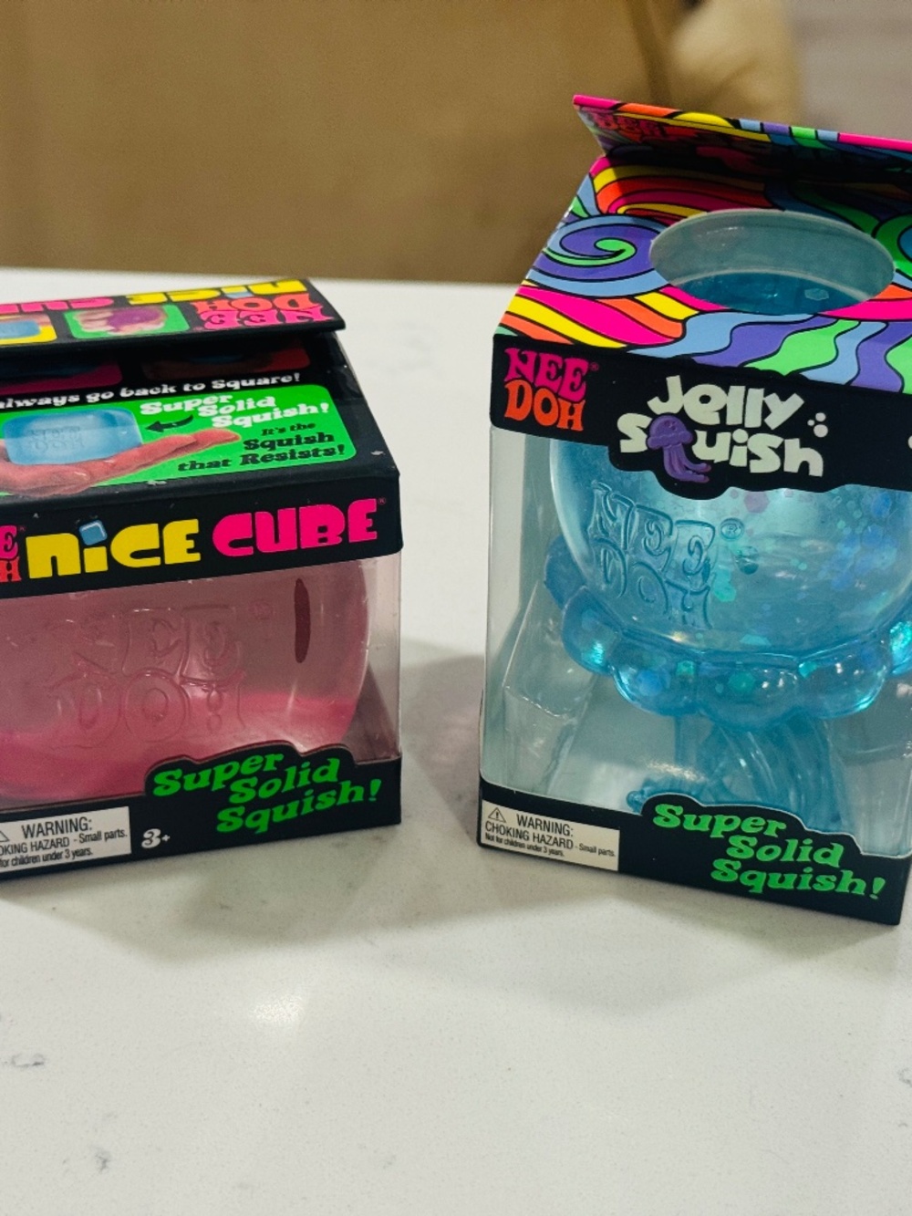 Bundle of 2 Needohs - Pink Nice Cube, Blue Jelly Squish, Brand New!